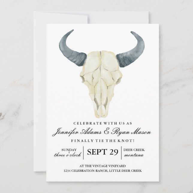 Rodeo Rústico de Acuarela | Invitación a la boda (Anverso)
