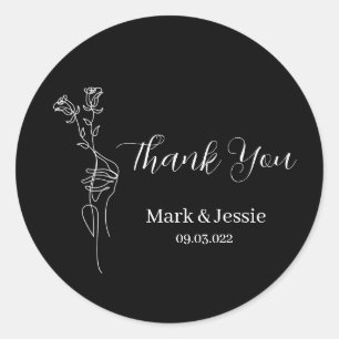 ROE Etiqueta de Boda simple en blanco y negro