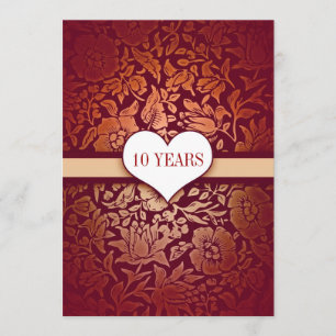 rojo 10 años boda aniversario invitación a damasco