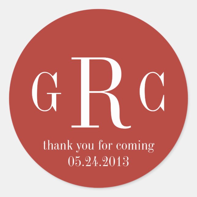 Rojo 3 etiqueta de monograma inicial etiqueta de b (Anverso)