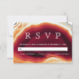 Rojo ágate slice geode otoño colores boda RSVP