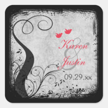 Rojo, Aves Aves Aves Gris, Pegatina Boda de la jau