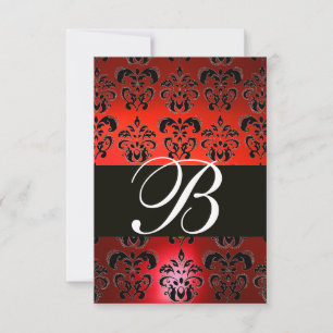 ROJO BLANCO NEGRO RUBY DAMASK MONOGRAM RSVP