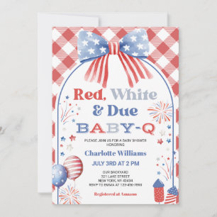 Rojo Blanco y a Punto Baby-Q Invitación para Baby