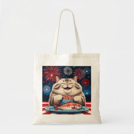 Rojo, blanco y atún - Bolsa de la Tote del gato de