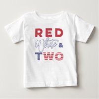 Rojo blanco y dos camisetas de segundo cumpleaños