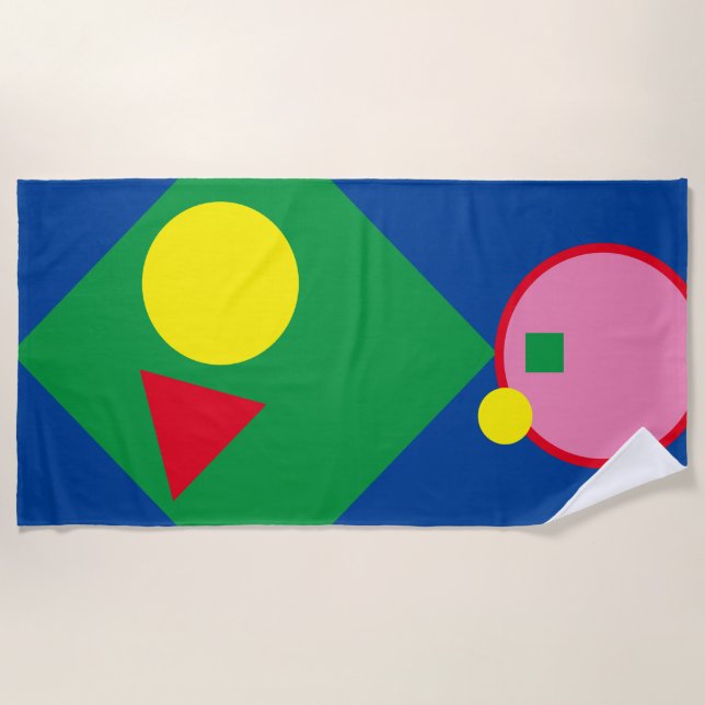 Rojo brillante, Amarillo, Geometría Rosa Toalla De (Anverso)