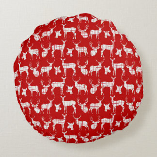 Rojo con almohada redonda de ciervo blanco