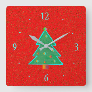 Rojo con el árbol verde de Aqua > Relojes Navidade