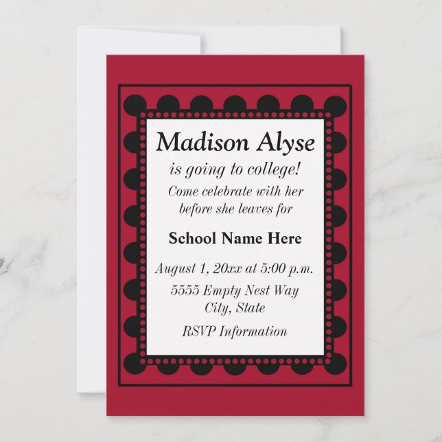 Rojo con puntos negros fuera de la invitación a la (Anverso)