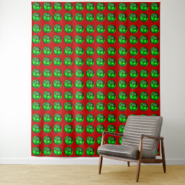 Rojo con tapiz de puntos verdes
