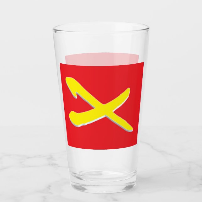 Rojo con un patrón de cruz amarillo brillante (Anverso)