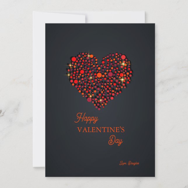 Rojo Corazón Negro feliz invitación a San Valentín (Anverso)