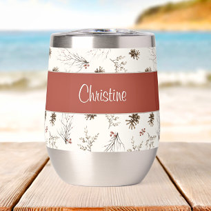 Rojo Crema Boho Acuarela Bosque Nombre Personaliza