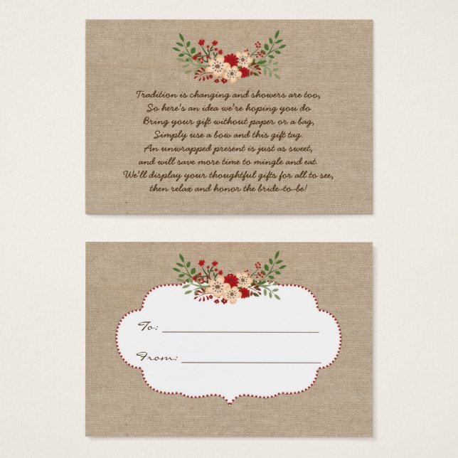 Rojo de Burlap Sin pantalla de envoltura etiqueta  (Anverso y reverso)