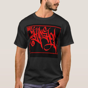 Rojo de la camiseta de 801 Hip Hop en negro