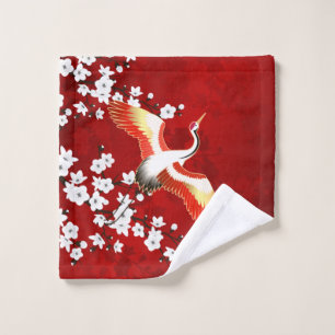 Rojo de la flor de cerezo blanco de la grúa japone