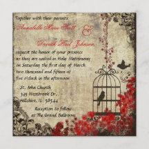 Rojo de la invitación de la boda del Birdcage del