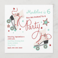 Rojo de la invitación del fiesta del patín de