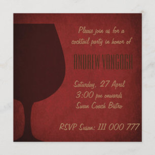 Rojo de la invitación del fiesta del vidrio de