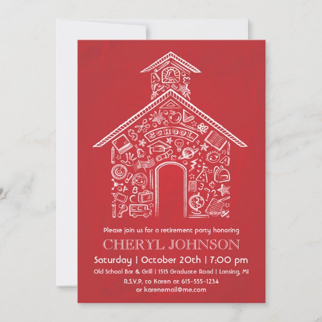 ROJO de la invitación del retiro del profesor de (Anverso)