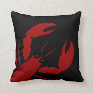 ROJO de la LANGOSTA de LG EN la almohada NEGRA