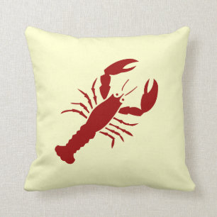 Rojo de la LANGOSTA en de la almohada blanca