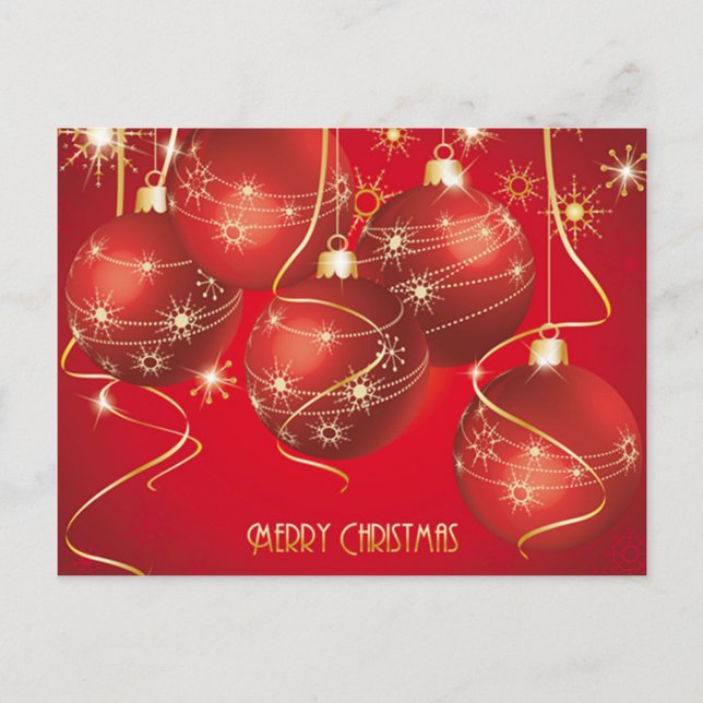 Rojo de moda, adornos dorados de Navidad copos de  (Anverso)