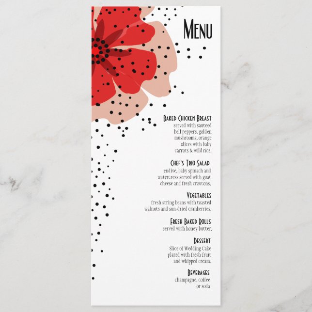 Rojo del menú de la cena de las amapolas de la (Anverso)