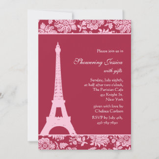 Rojo dulce en París Invitación a ducha de novias