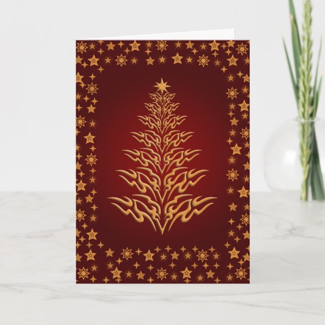 Rojo elegante estrellado de la tarjeta de (Anverso)
