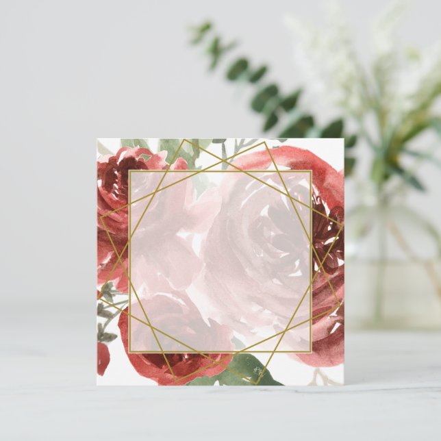 Rojo en blanco y la invitación a la boda de oro (Anverso de pie)