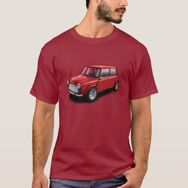 Rojo en la mini camiseta clásica marrón del coche (Anverso)