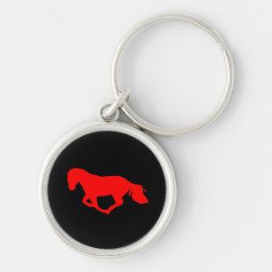 Rojo en llavero negro de la silueta del caballo
