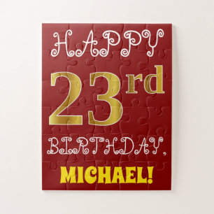 Rojo, Faux Gold 23rd Birthday + Custom Name Puzzle