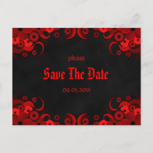 Rojo Floral Chalkboard Salva Los Anuncios De Fecha