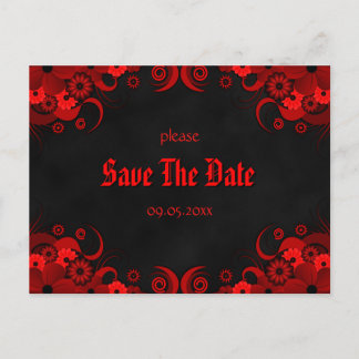 Rojo Floral Chalkboard Salva Los Anuncios De Fecha