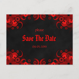 Rojo Floral Chalkboard Salva Los Anuncios De Fecha