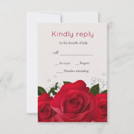 Rojo, flores blancas Boda RSVP