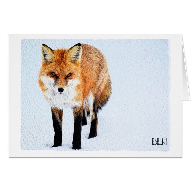 Rojo Fox/Wildlife Art/Watercolor Look (Anverso (Horizontal))