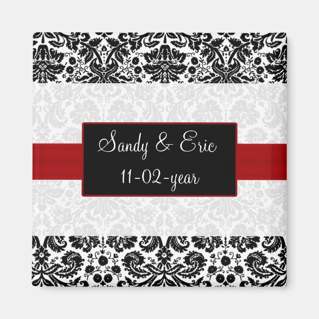 rojo Guardar el imán de fecha (Frente)