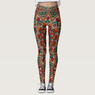 Rojo hermoso de la mandala, trullo, Legging