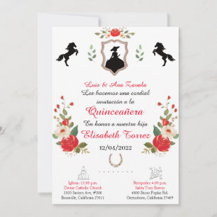 Rojo, Invitación Occidental De Novia, Rancho Quinc