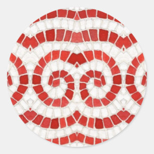 ROJO IONIC MOSAIC grandes Pegatinas redondos
