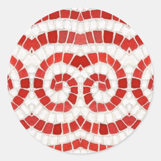 ROJO IONIC MOSAIC grandes Pegatinas redondos (Anverso)