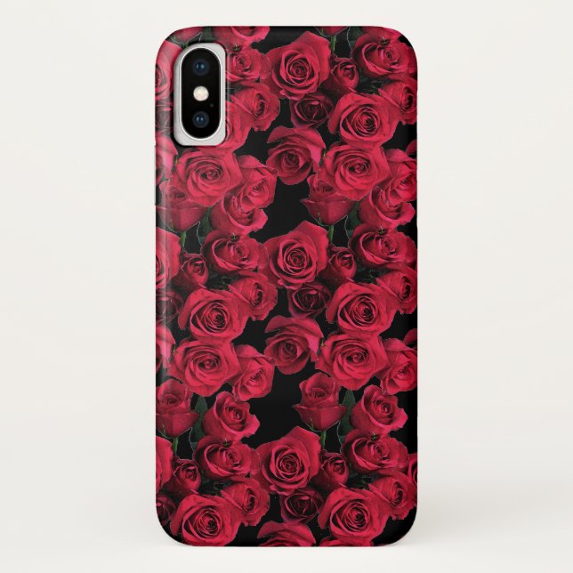 Rojo Jardín Flores Flores iPhone Floral X Funda (Reverso)