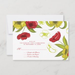 Rojo + Lime Verde flores de amapola respuesta rsvp