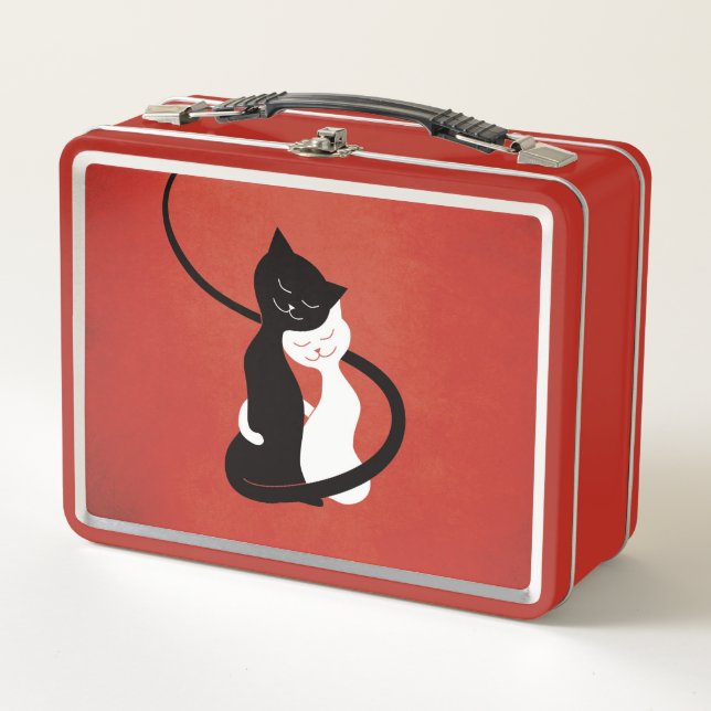 Rojo lindo que abraza gatos del amor (Anverso)