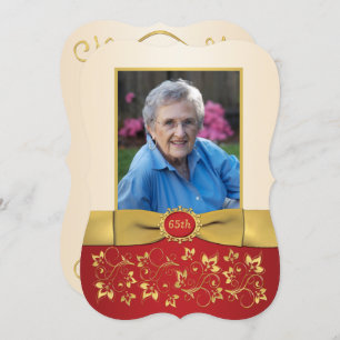 Rojo, Marfil, Oro 65ª Invitación de cumpleaños a l