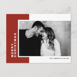 Rojo Moderno Bloque de color Foto Feliz Navidad